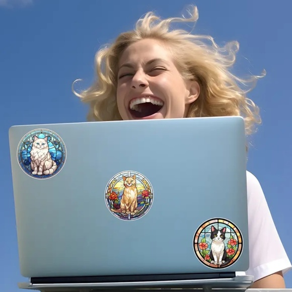 NIP! 55 Pieces of Stained Glass Window Cat Stickers! - Picture 4 of 8